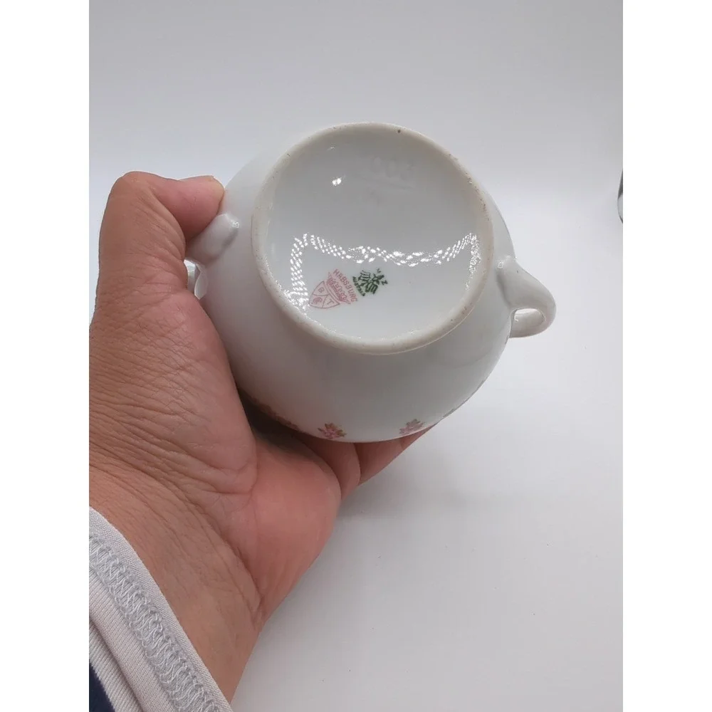 MZ Austria‎ Habsburg Sugar Bowl with Lid Pink Floral Gold Gilt Vintage